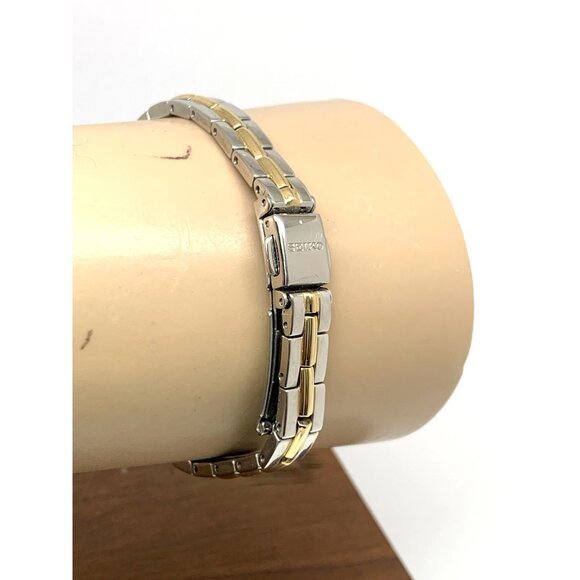 Seiko Women's Watch SWR044 Quartz Petite Tank Rectangle White Dial 2-Tone Steel - Picture 10 of 14